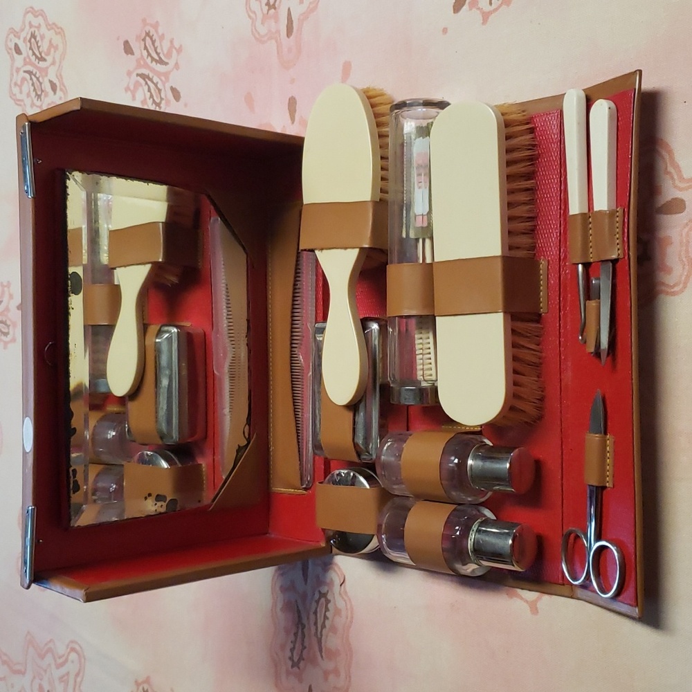 Vintage Vanity Set Antique French Travel Grooming Toiletries Set